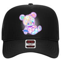 Pastel Kawaii Cute Goth Punk Teddy Bear High Crown Mesh Back Trucker Hat