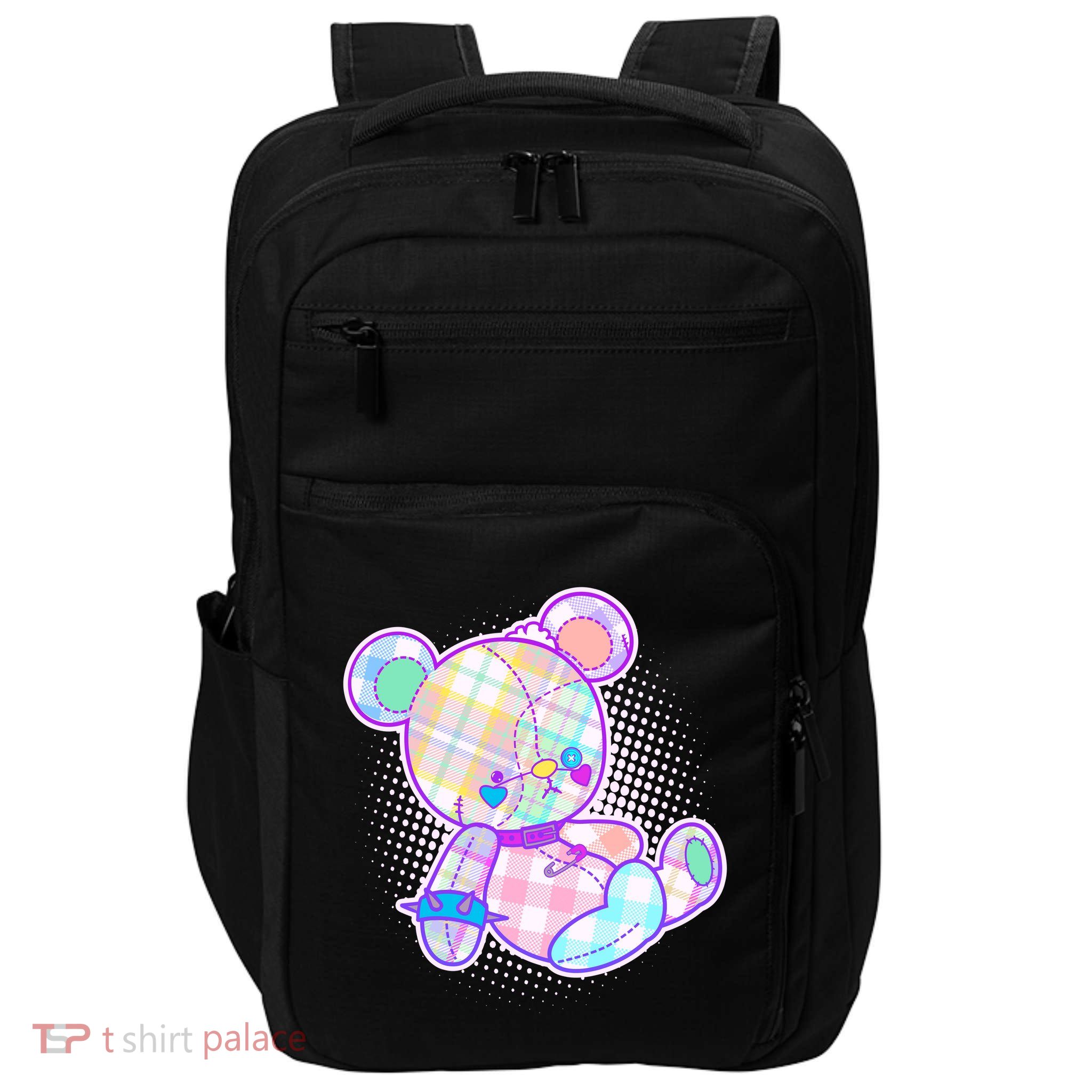 Pastel Kawaii Cute Goth Punk Teddy Bear Impact Tech Backpack