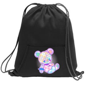 Pastel Kawaii Cute Goth Punk Teddy Bear Sweatshirt Cinch Pack Bag