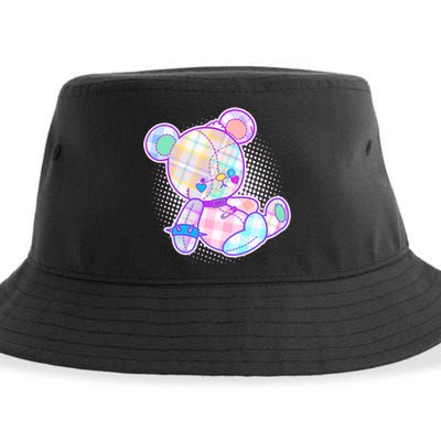 Pastel Kawaii Cute Goth Punk Teddy Bear Sustainable Bucket Hat