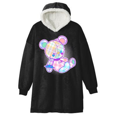 Pastel Kawaii Cute Goth Punk Teddy Bear Hooded Wearable Blanket