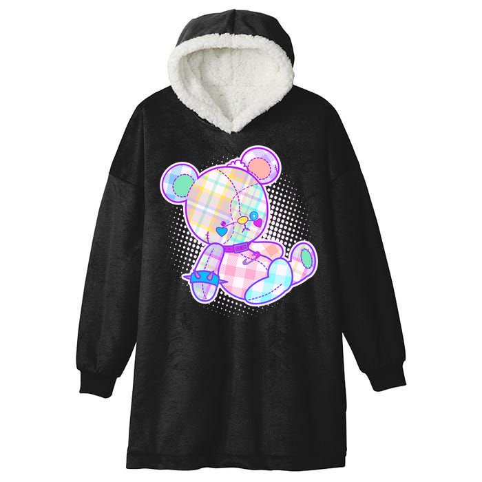 Pastel Kawaii Cute Goth Punk Teddy Bear Hooded Wearable Blanket