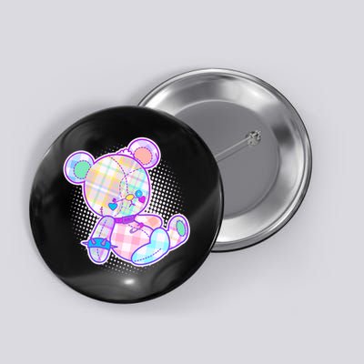 Pastel Kawaii Cute Goth Punk Teddy Bear Button