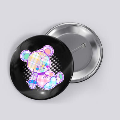 Pastel Kawaii Cute Goth Punk Teddy Bear Button