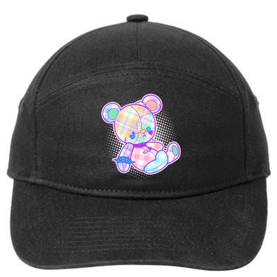 Pastel Kawaii Cute Goth Punk Teddy Bear 7-Panel Snapback Hat