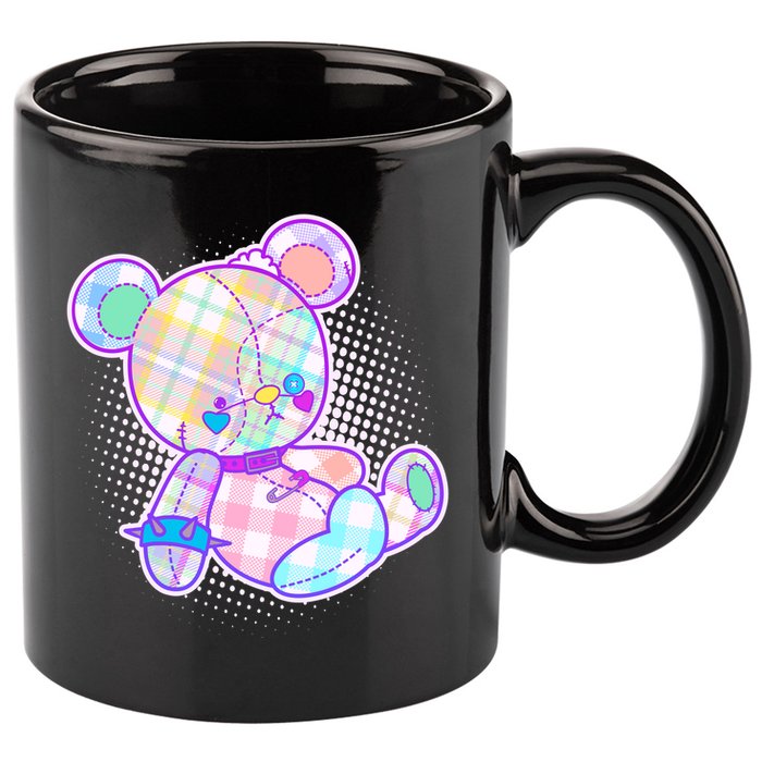 Pastel Kawaii Cute Goth Punk Teddy Bear 11oz C Handle Ceramic Mug