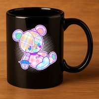 Pastel Kawaii Cute Goth Punk Teddy Bear 11oz C Handle Ceramic Mug