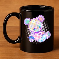 Pastel Kawaii Cute Goth Punk Teddy Bear 11oz C Handle Ceramic Mug