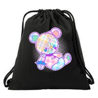 Pastel Kawaii Cute Goth Punk Teddy Bear Drawstring Bag