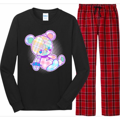 Pastel Kawaii Cute Goth Punk Teddy Bear Long Sleeve Pajama Set