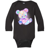 Pastel Kawaii Cute Goth Punk Teddy Bear Baby Long Sleeve Bodysuit