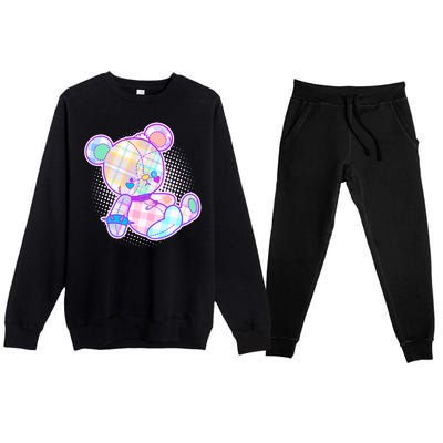 Pastel Kawaii Cute Goth Punk Teddy Bear Premium Crewneck Sweatsuit Set