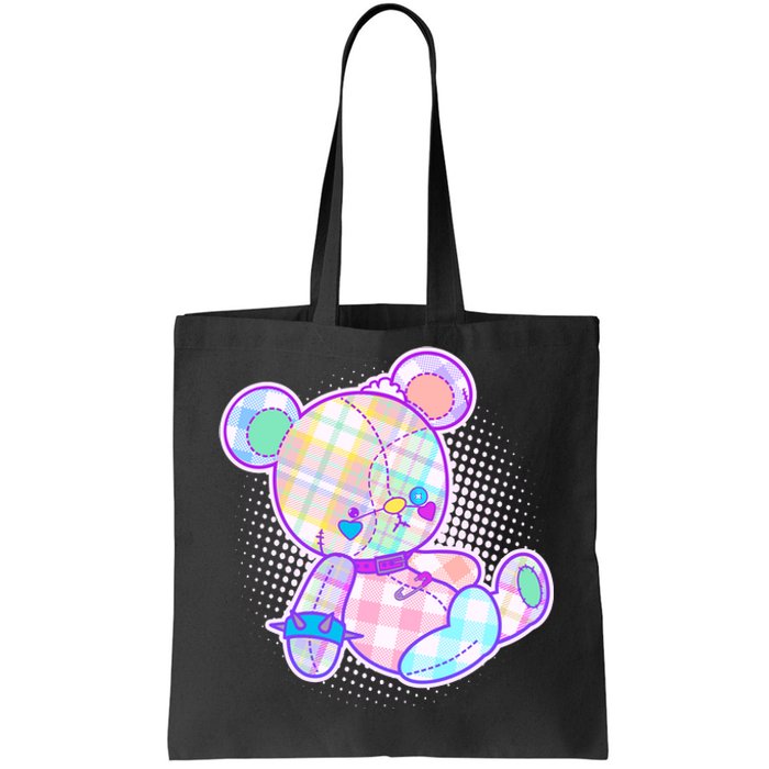 Pastel Kawaii Cute Goth Punk Teddy Bear Tote Bag