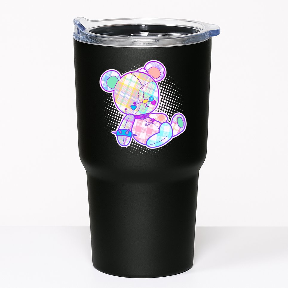 Pastel Kawaii Cute Goth Punk Teddy Bear Tumbler