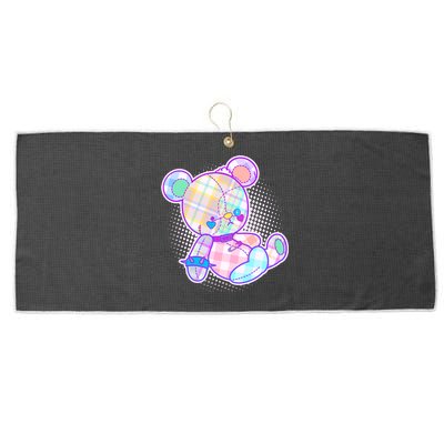 Pastel Kawaii Cute Goth Punk Teddy Bear Large Microfiber Waffle Golf Towel