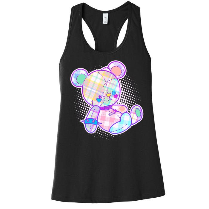 Pastel Kawaii Cute Goth Punk Teddy Bear Women's Racerback Tank