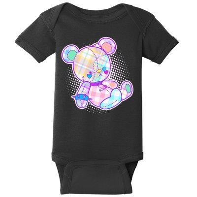 Pastel Kawaii Cute Goth Punk Teddy Bear Baby Bodysuit