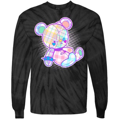 Pastel Kawaii Cute Goth Punk Teddy Bear Tie-Dye Long Sleeve Shirt