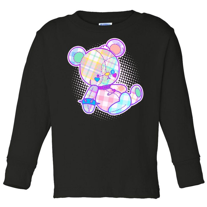 Pastel Kawaii Cute Goth Punk Teddy Bear Toddler Long Sleeve Shirt