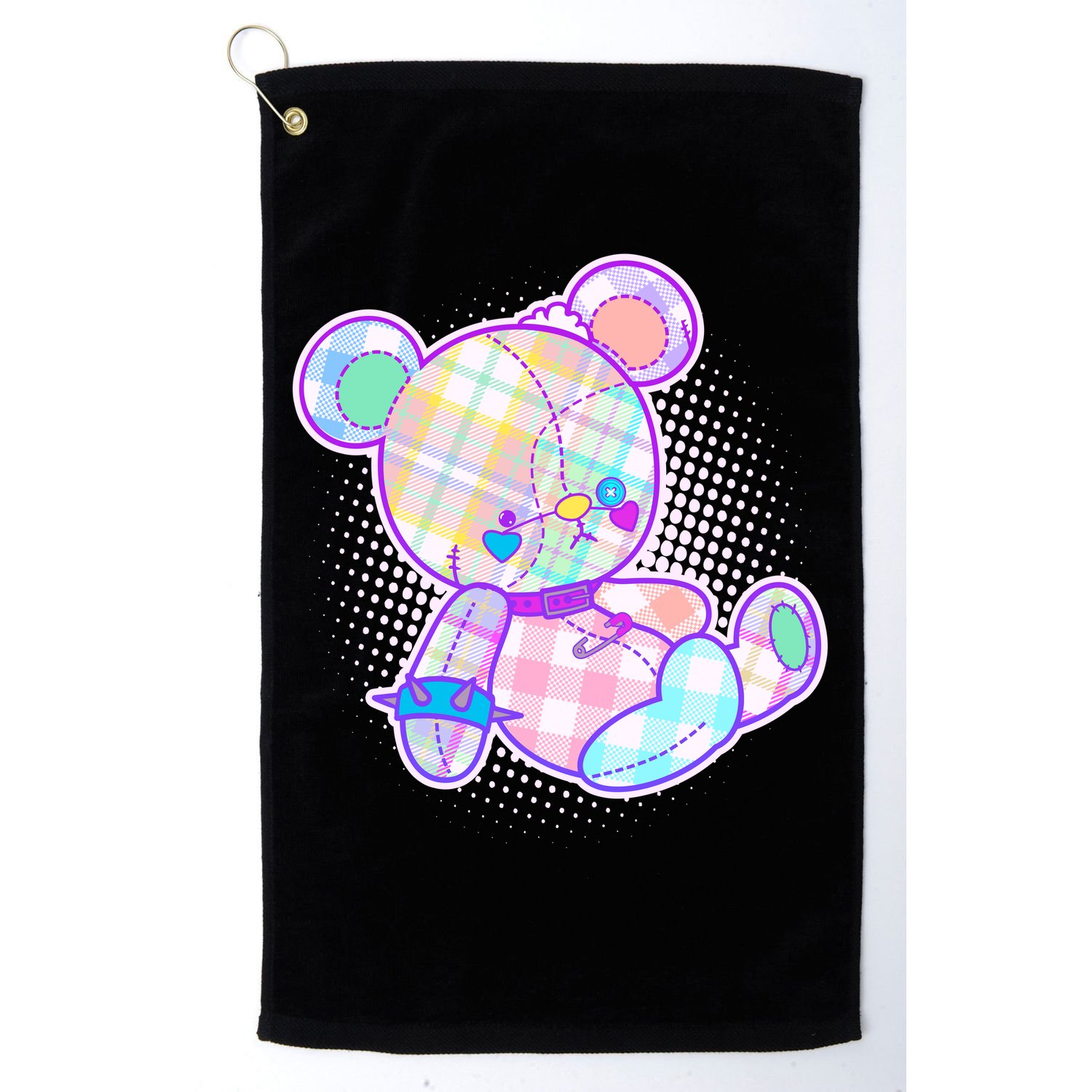Pastel Kawaii Cute Goth Punk Teddy Bear Golf Towel