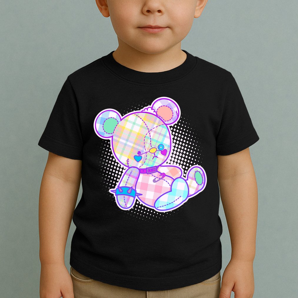 Pastel Kawaii Cute Goth Punk Teddy Bear Toddler T-Shirt