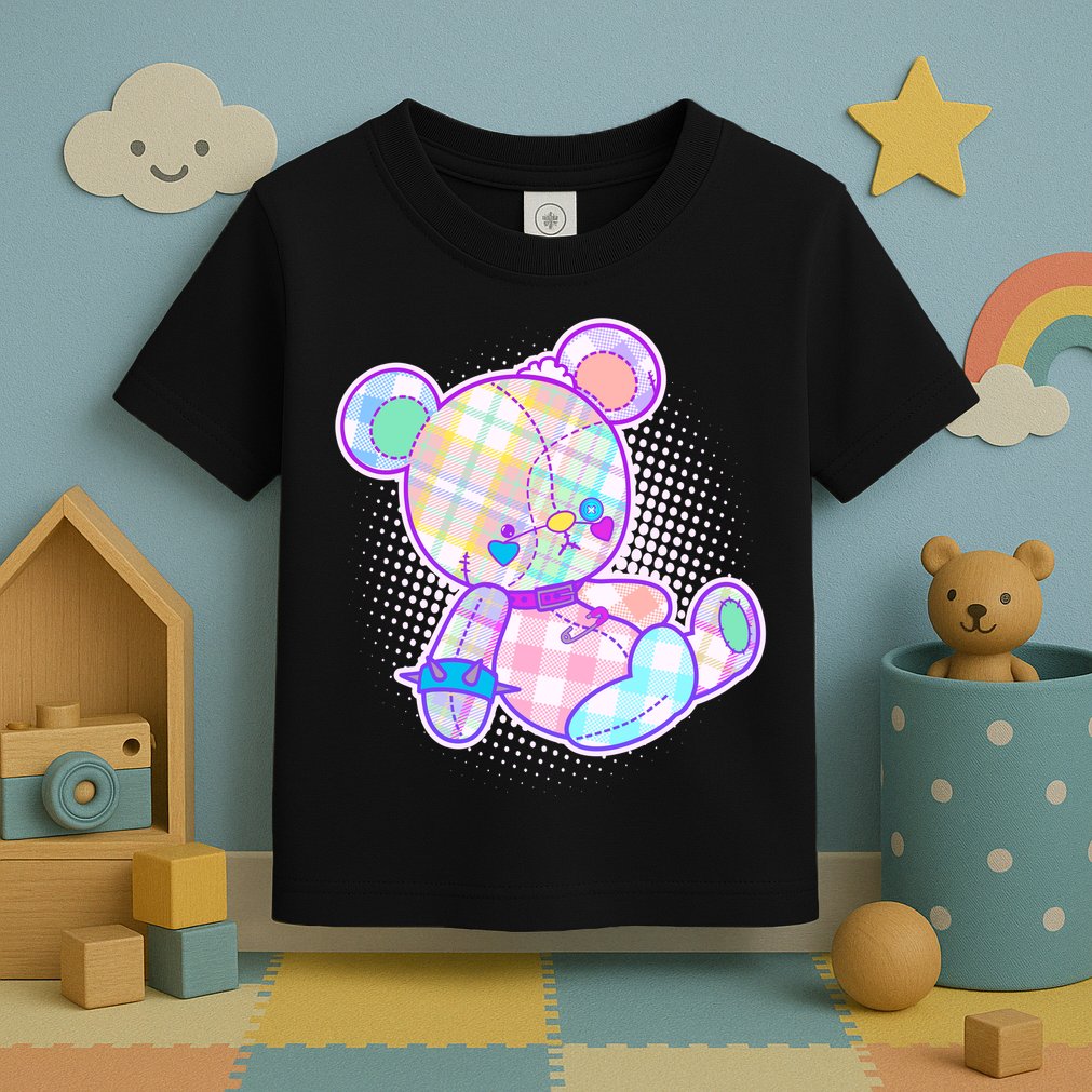 Pastel Kawaii Cute Goth Punk Teddy Bear Toddler T-Shirt
