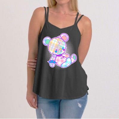 Pastel Kawaii Cute Goth Punk Teddy Bear Women's Strappy Tank