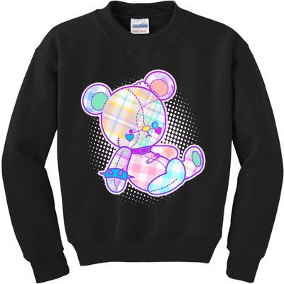 Pastel Kawaii Cute Goth Punk Teddy Bear Kids Sweatshirt