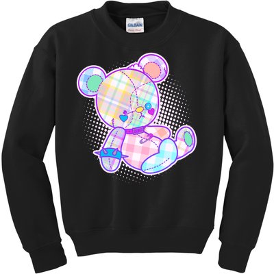 Pastel Kawaii Cute Goth Punk Teddy Bear Kids Sweatshirt