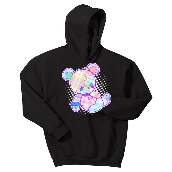 Pastel Kawaii Cute Goth Punk Teddy Bear Kids Hoodie