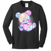 Pastel Kawaii Cute Goth Punk Teddy Bear Kids Long Sleeve Shirt