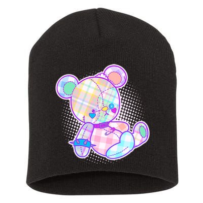 Pastel Kawaii Cute Goth Punk Teddy Bear Short Acrylic Beanie