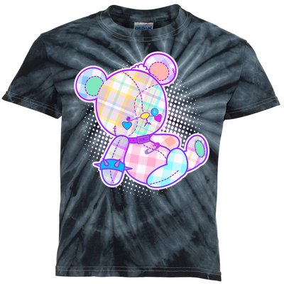 Pastel Kawaii Cute Goth Punk Teddy Bear Kids Tie-Dye T-Shirt