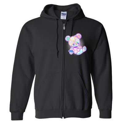 Pastel Kawaii Cute Goth Punk Teddy Bear Full Zip Hoodie