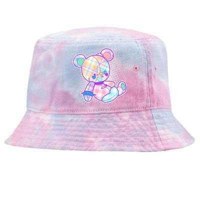 Pastel Kawaii Cute Goth Punk Teddy Bear Tie-Dyed Bucket Hat