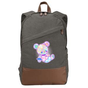 Pastel Kawaii Cute Goth Punk Teddy Bear Cotton Canvas Backpack