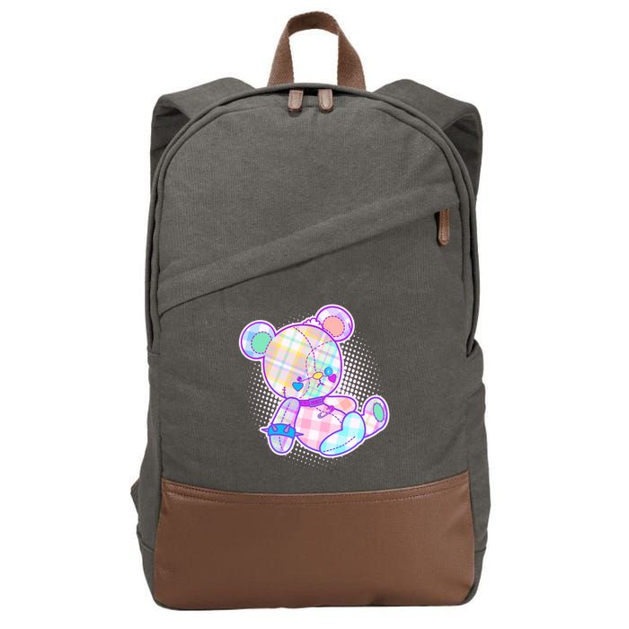 Pastel Kawaii Cute Goth Punk Teddy Bear Cotton Canvas Backpack
