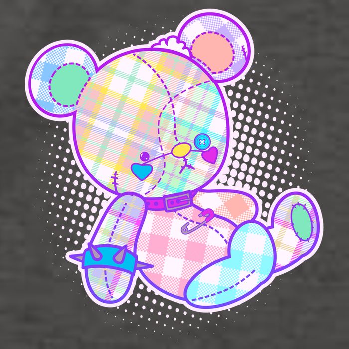 Pastel Kawaii Cute Goth Punk Teddy Bear Vector Backpack
