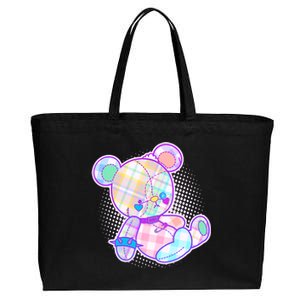 Pastel Kawaii Cute Goth Punk Teddy Bear Cotton Canvas Jumbo Tote