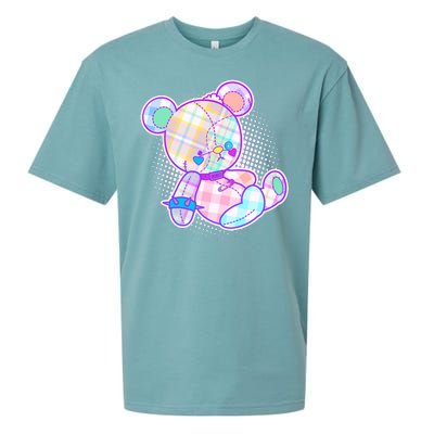 Pastel Kawaii Cute Goth Punk Teddy Bear Sueded Cloud Jersey T-Shirt