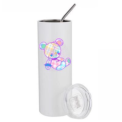 Pastel Kawaii Cute Goth Punk Teddy Bear Stainless Steel Tumbler