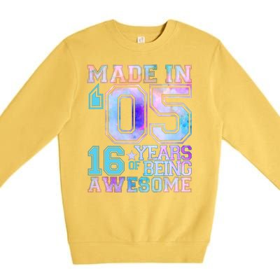 Pastel Made In '05 2005 16 Years of Being Awesome Birthday Premium Crewneck Sweatshirt