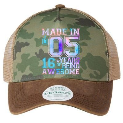 Pastel Made In '05 2005 16 Years of Being Awesome Birthday Legacy Tie Dye Trucker Hat