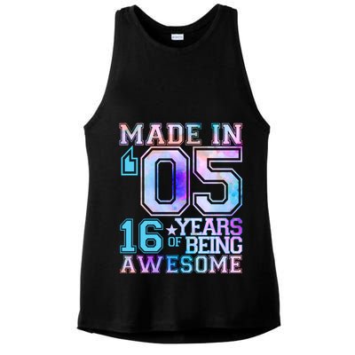 Pastel Made In '05 2005 16 Years of Being Awesome Birthday Ladies PosiCharge Tri-Blend Wicking Tank