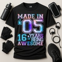 Pastel Made In '05 2005 16 Years of Being Awesome Birthday Cooling Performance Crew T-Shirt
