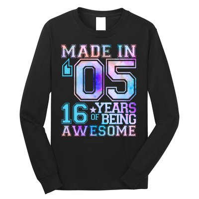 Pastel Made In '05 2005 16 Years of Being Awesome Birthday Long Sleeve Shirt