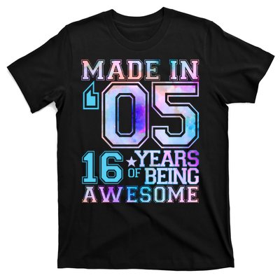 Pastel Made In '05 2005 16 Years of Being Awesome Birthday T-Shirt