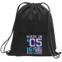 Pastel Made In '05 2005 16 Years of Being Awesome Birthday Sweatshirt Cinch Pack Bag