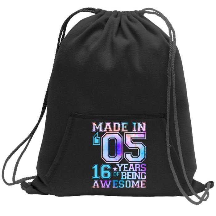 Pastel Made In '05 2005 16 Years of Being Awesome Birthday Sweatshirt Cinch Pack Bag