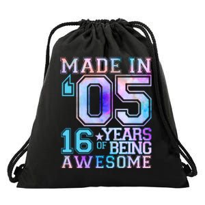 Pastel Made In '05 2005 16 Years of Being Awesome Birthday Drawstring Bag